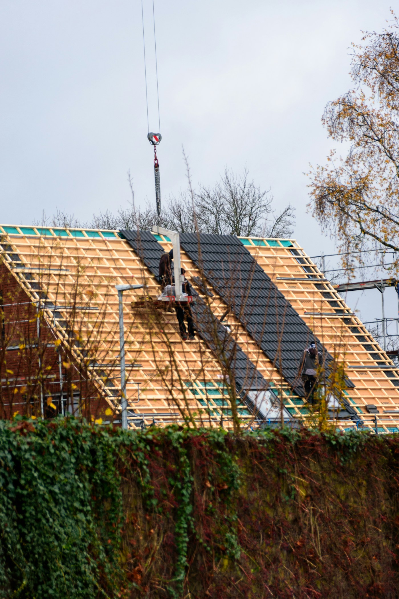 Roofing work in progress for a local home services business